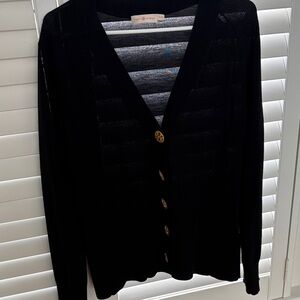Tory Burch Black Merino Wool
Cardigan with Gold Buttons XL